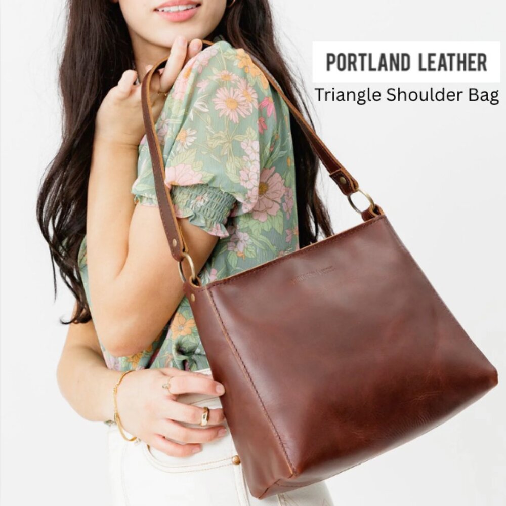 PORLAND LEATHER women's Triangle Shoulder Bag, Color Cognac